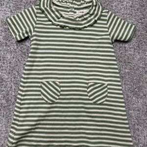 Misha And Puff Green and Cream Striped Dress